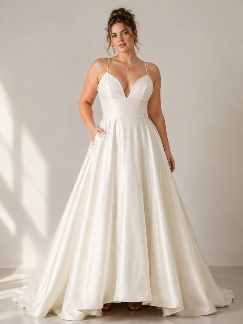 SHERRI HILL 51822 Ivory Taffeta A-line Gown V-neck Bodice NEW NWT